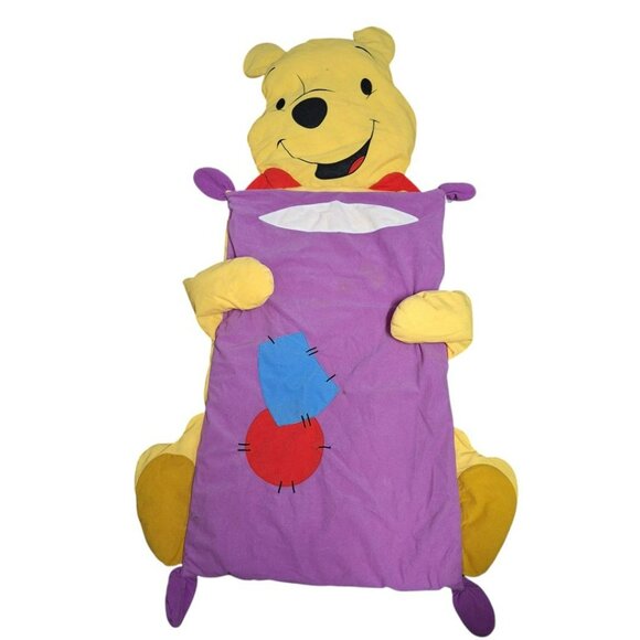 Winnie Pooh Bear Toddler Sleeping Bag Pillow Zipper Vintage Camping Purple Girl - Picture 6 of 6